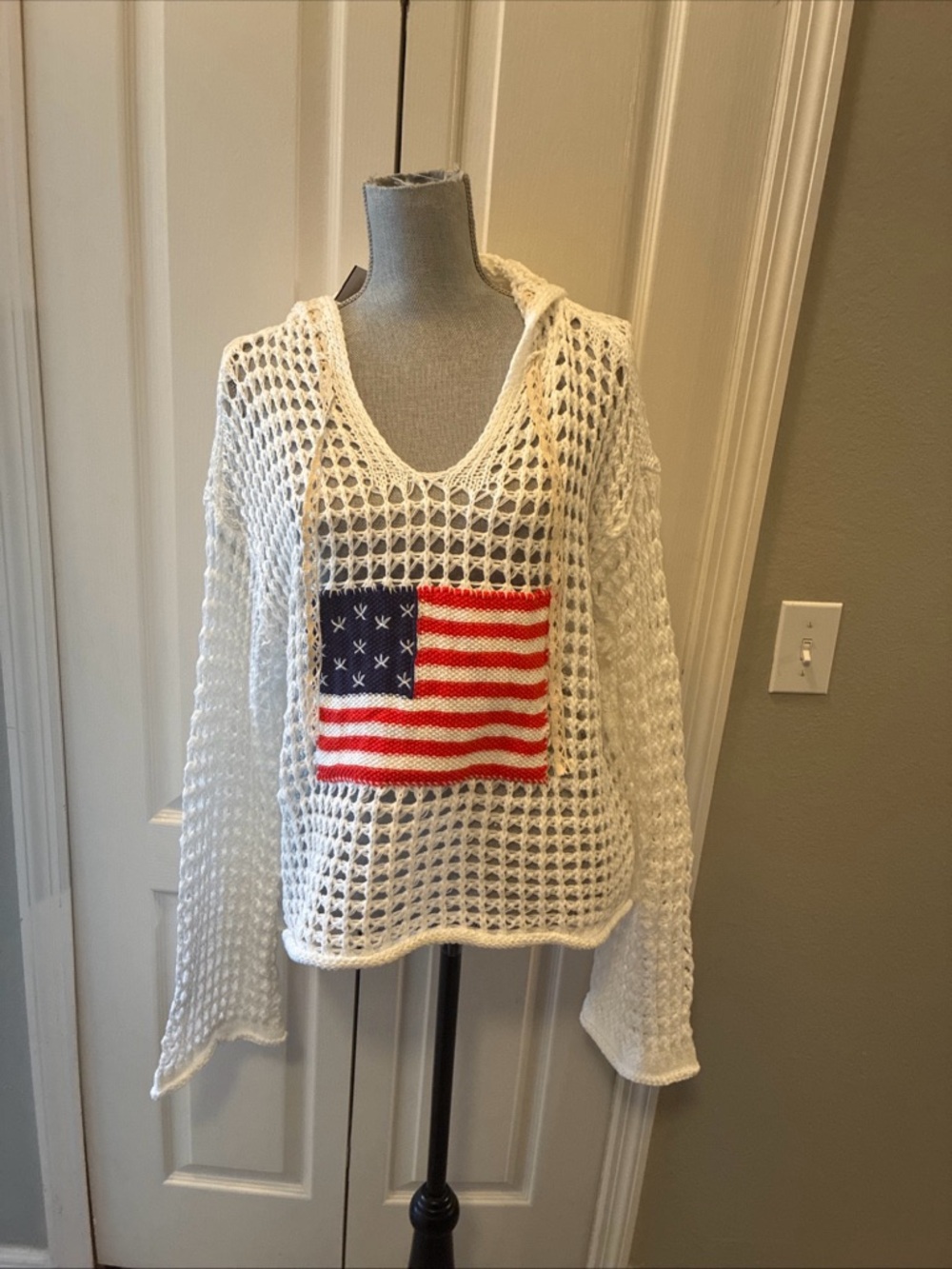 Pol ladies American flag big knit flag sweater size large